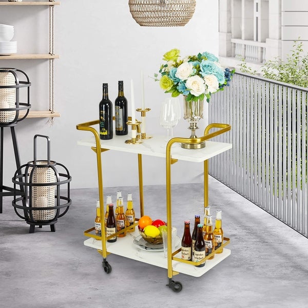 2 Tier bar cart With black wheels