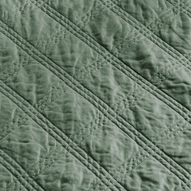 Washed Linen Green Forest Quilted Throw Levtex Home