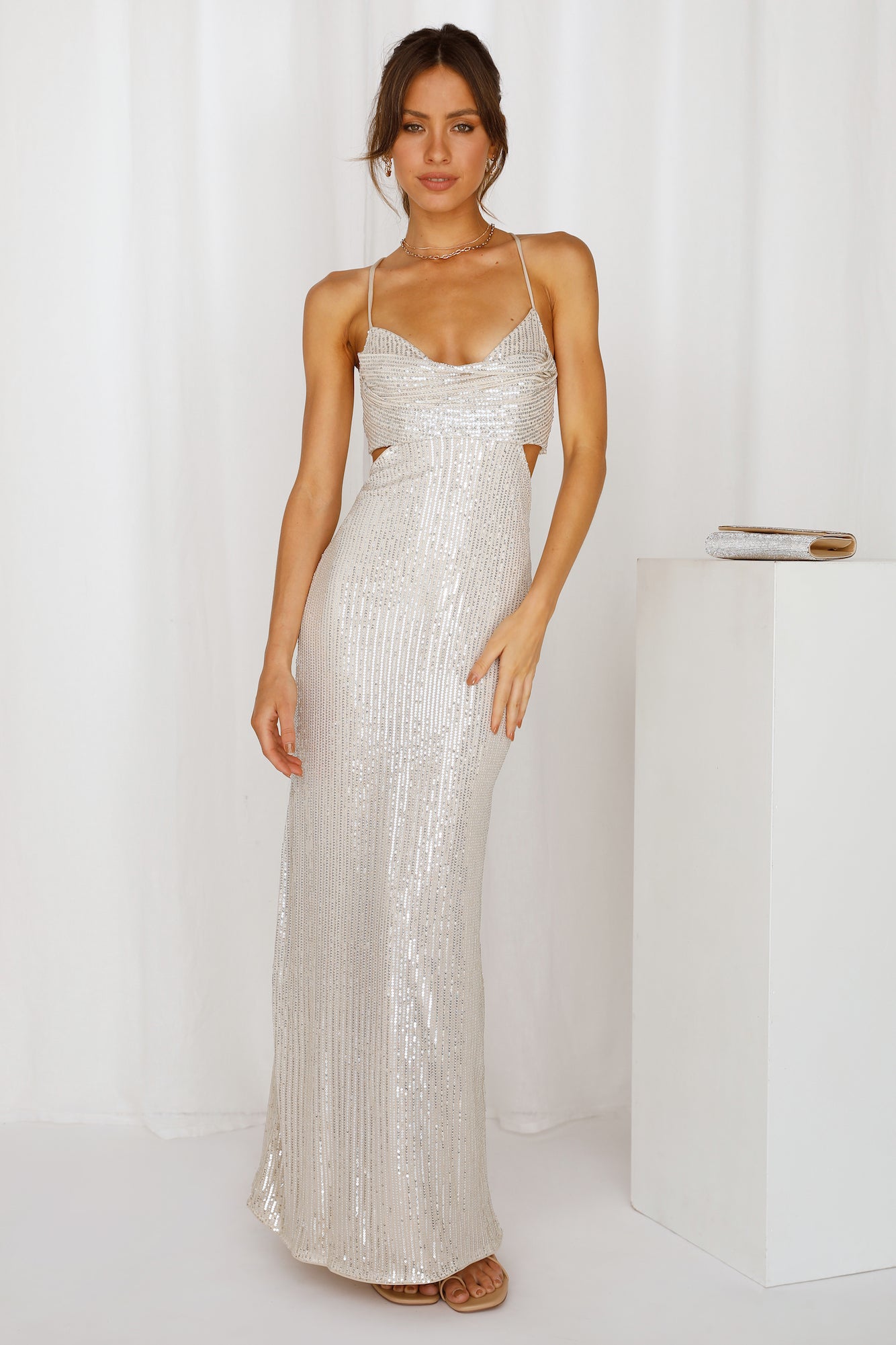 Sparkling Moment Maxi Dress Silver