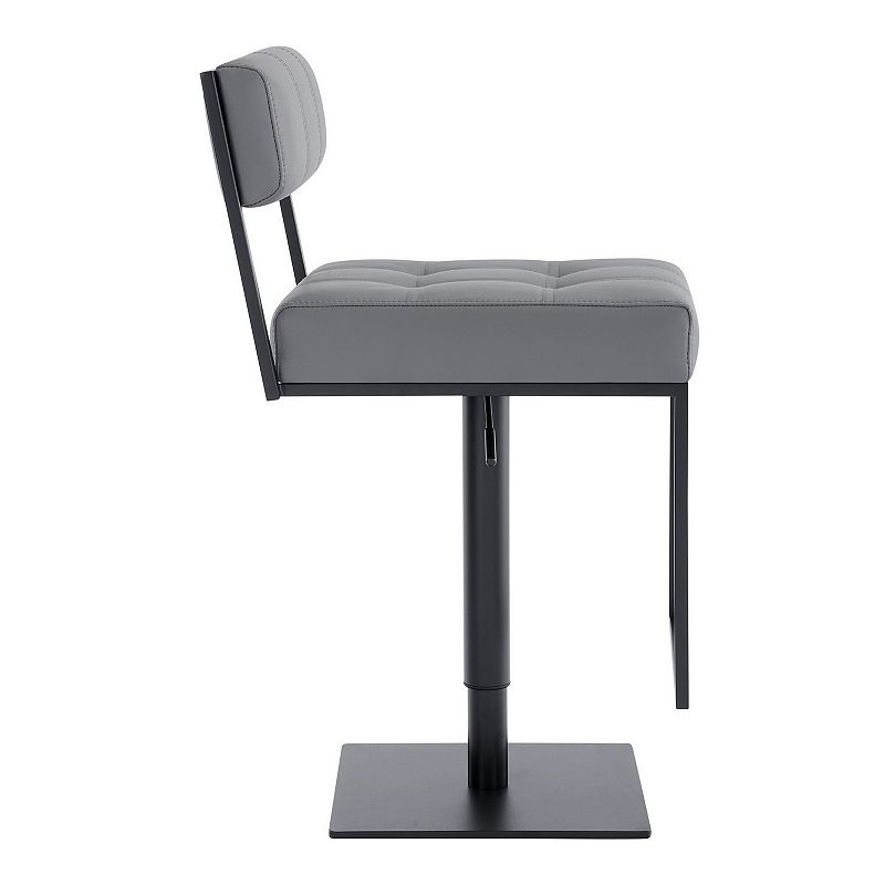 Leatherette Padded Back Barstool with Stalk Support， Gray