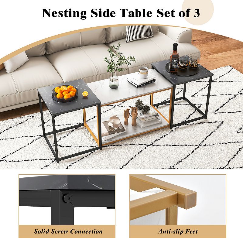 Nesting Coffee Table Set Of 3-Black