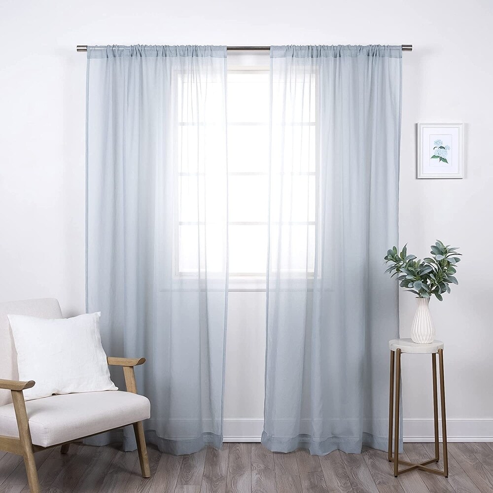 Aurora Home Linen Textured Semi Sheer Curtain Panels Rod Pocket Panel Pair   84\