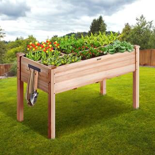 VEVOR 4 ft. x 2 ft. x 2.5 ft. Raised Garden Bed Wooden Planter Box with Legs Elevated Outdoor Planting Boxes GJS1205876CM1TDFMV0