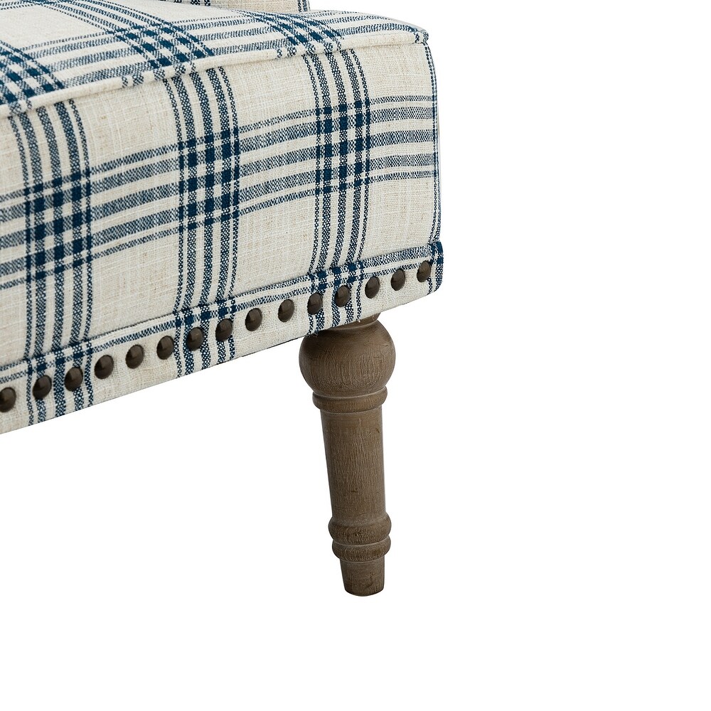 Geltrude Farmhouse Vintage Plaid Accent Armchair with Nailhead Trim by HULALA HOME