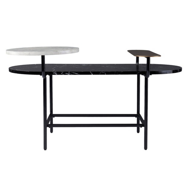 Klindells Faux Marble Cocktail Table Black gold Aiden Lane