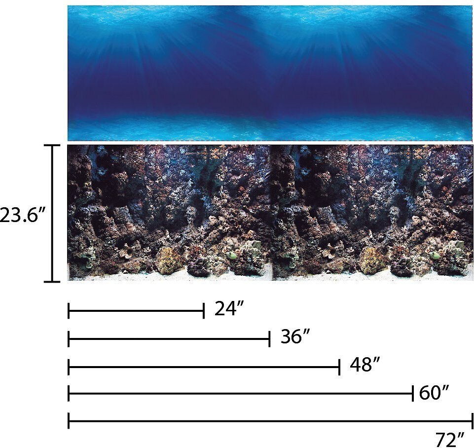 Vepotek Double-Sided Fish Aquarium Background， Deep Seabed and Coral Rock