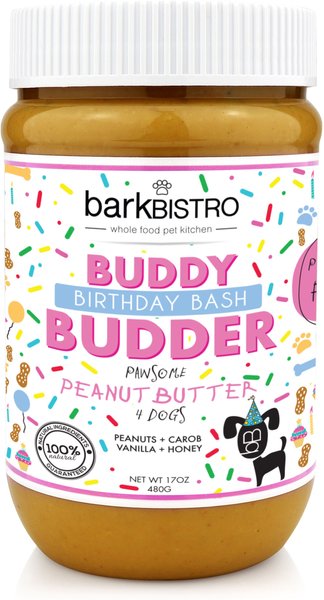 Bark Bistro Company Birthday Bash Buddy Budder Dog Treat， 17-oz jar