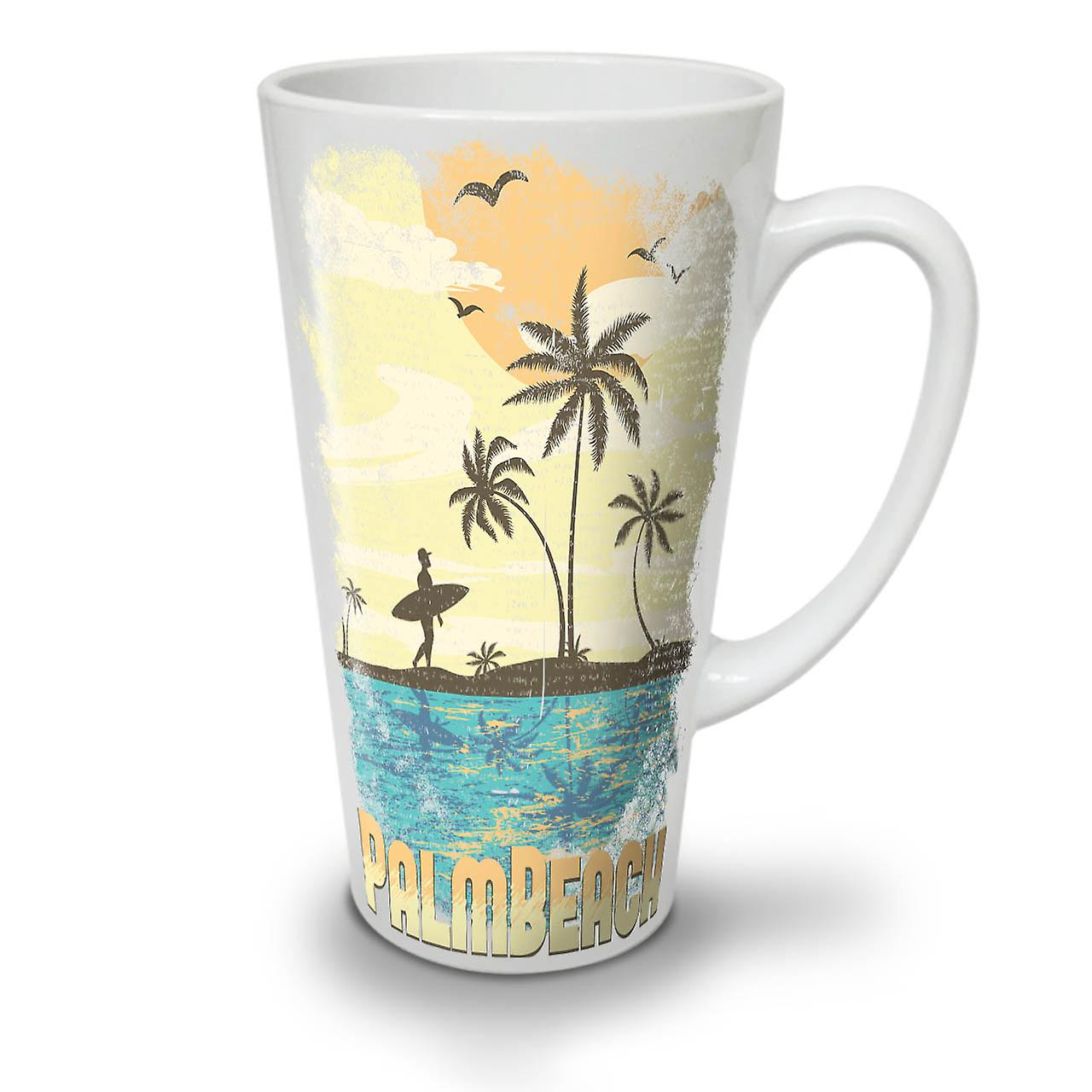 Palm Beach Holiday NEW White Tea Coffee Ceramic Latte Mug 17 oz | Wellcoda