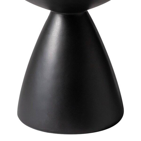 Modern Round Side Table Fiberstone Accent Table with Pedestal Base Dune Series by LeisureMod