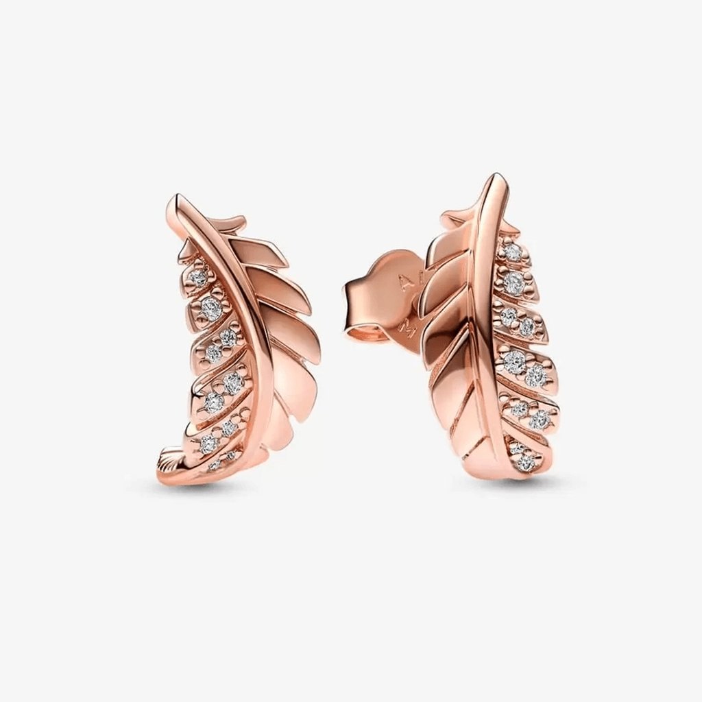 PANDORA  Floating Curved Feather Stud Earrings