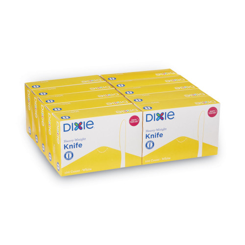 Dixie Plastic Cutlery， Heavyweight Knives， White， 1，000/Carton (KH207CT)