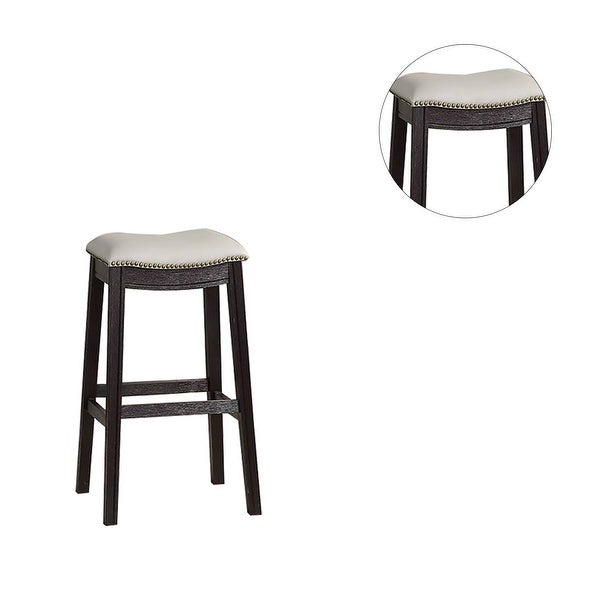 Grey PU Upholstery Bar Stool， Set of 2