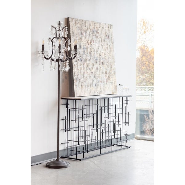 Aurelle Home Mixel Modern Iron and Marble Console Table - 30