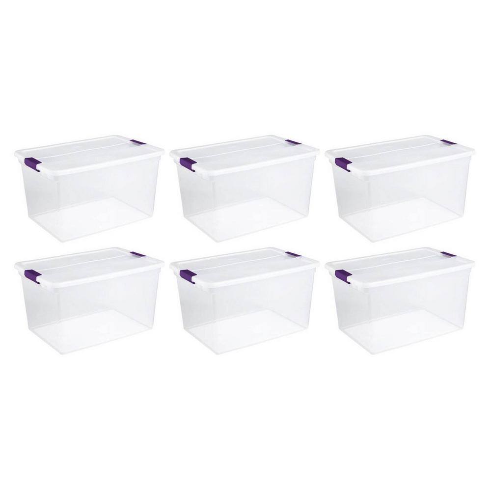 Sterilite 66 Qt. Latching Handle Storage Container in Nesting Clear (6-Pack) 6 x 17571706