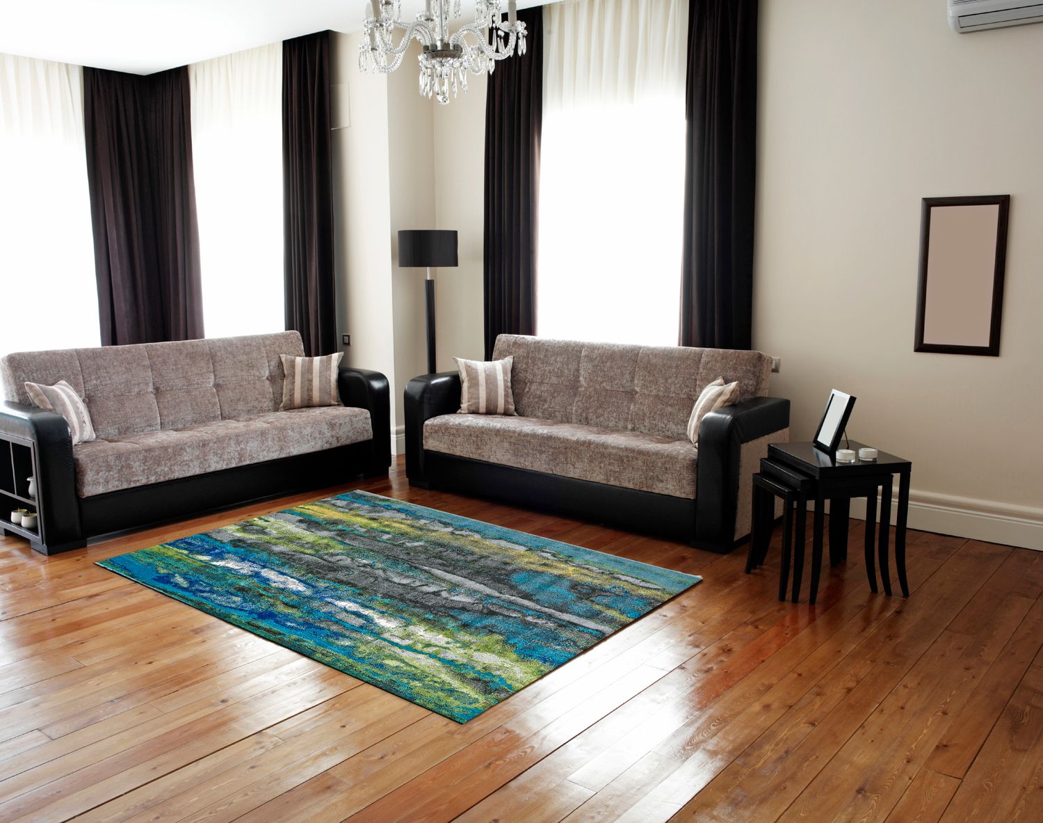 Omari Teal and Teal Rug by BD Fine