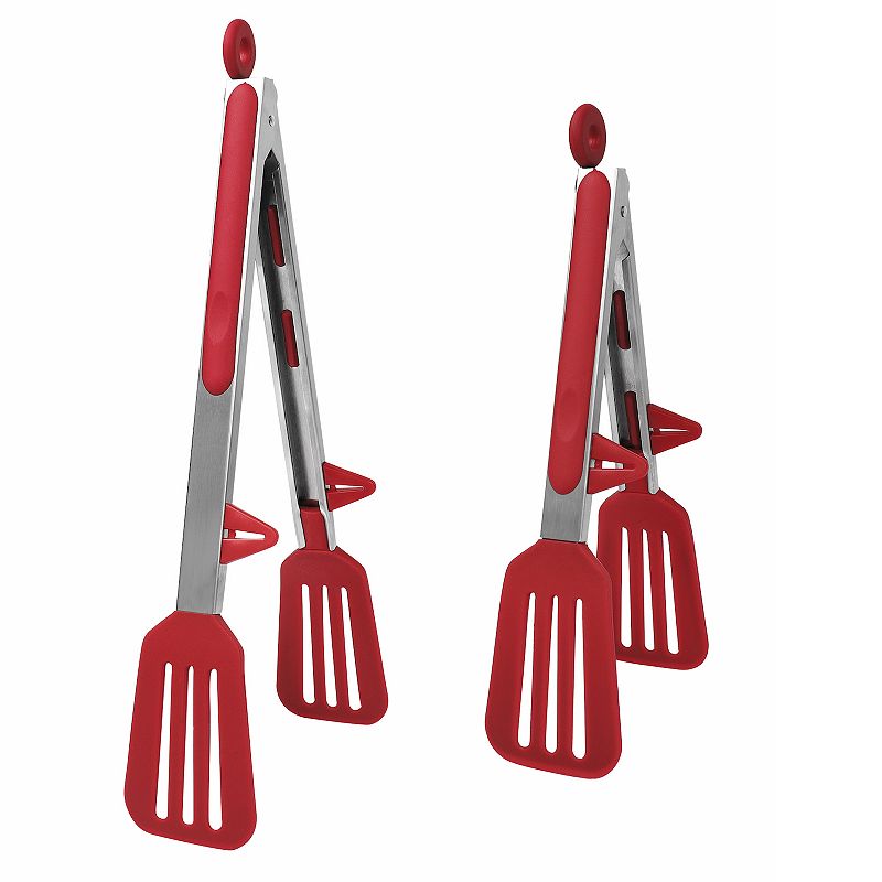 Kitchen Tong Set for Cooking Stainless Steel Tongs with Stands Silicone 2Pcs