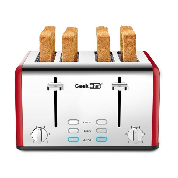 4 Slice Toaster， Stainless Steel Toaster with Cancel/Defrost Function