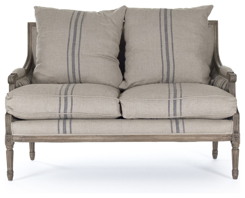 Louis Settee  English Linen   Farmhouse   Loveseats   by Nook  ampCottage  Houzz