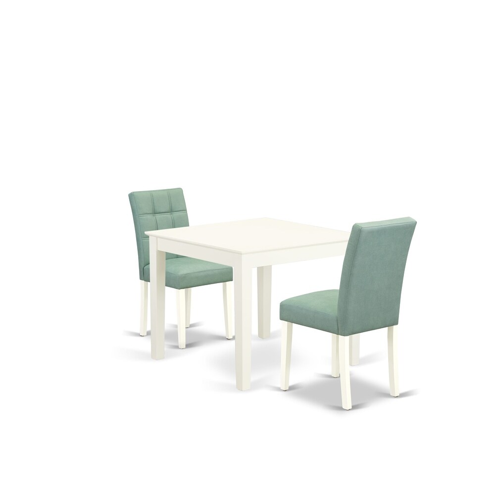 East West Furniture Kitchen Set Contains a Square Kitchen Table and Chairs  Linen White (Pieces Options)