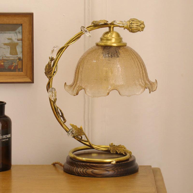 Cracked Glass Brass Table Lamp