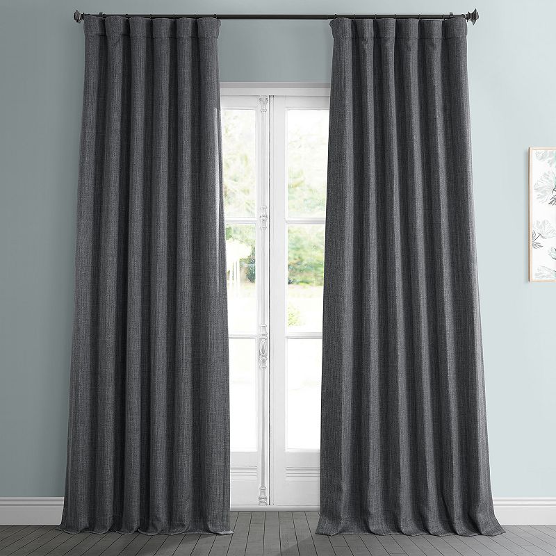 EFF 1-Panel Solid Faux-Linen Window Curtain