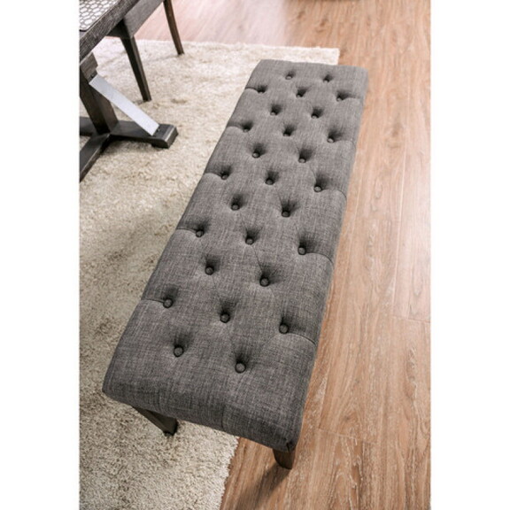 Classic Light Gray Color 1PC BENCH Button Tufted L...