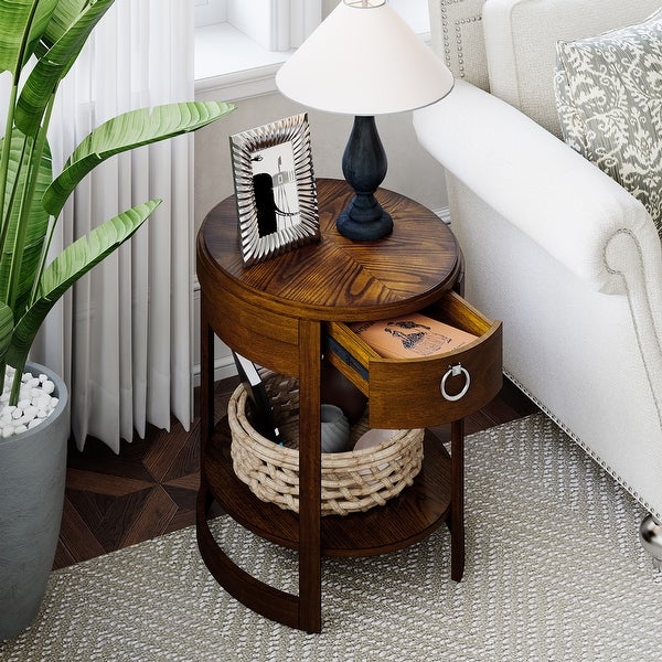 Costway Side End Table with Drawer Storage Shelf Classic Accents