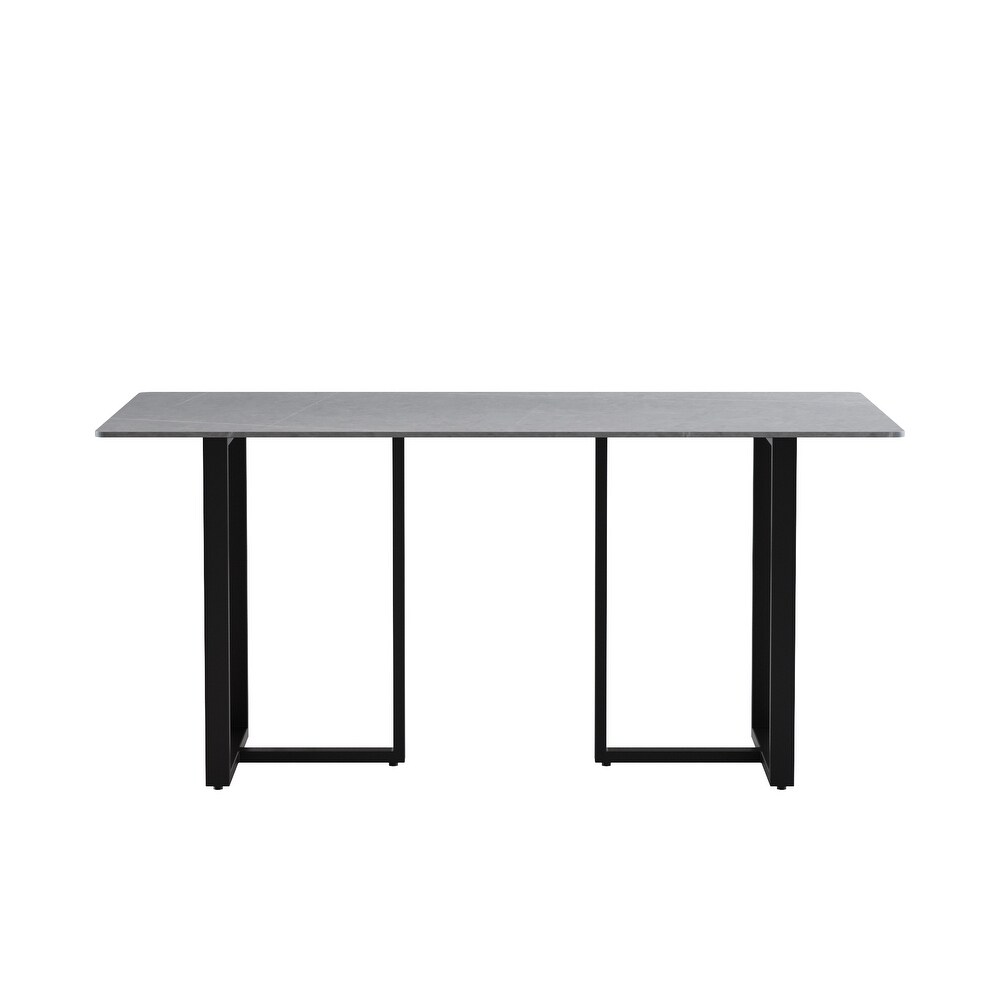 71L x 35W Modern Grey Rectangular Marble Dining Table with Steel Legs