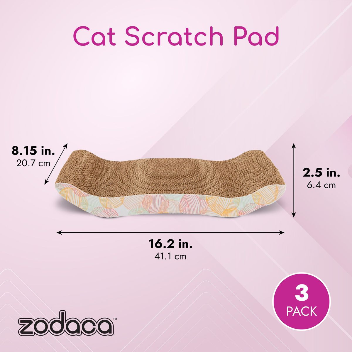 3 Pack Cat Scratch Pad with Catnip for Kitten， Indoor Pets Cardboard Replacement Scratcher Posts， 16.2 in