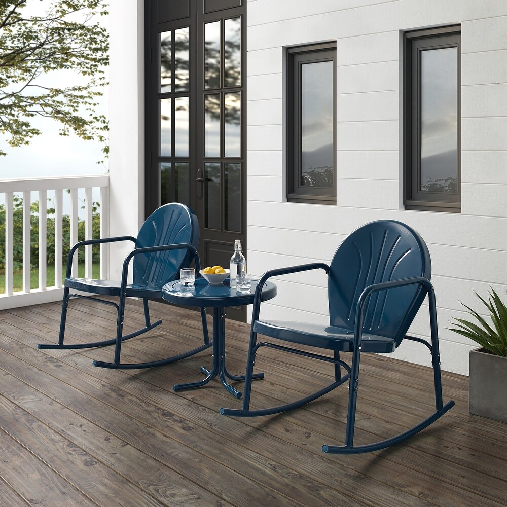 Griffith 3Pc Outdoor Rocking Chair Set   79 W x 33.13 D x 32.25 H