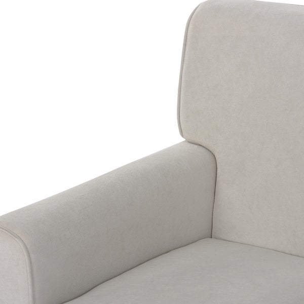 Linen Upholstered Accent Armchair with Tapered Solid Wood Legs and Square Arm