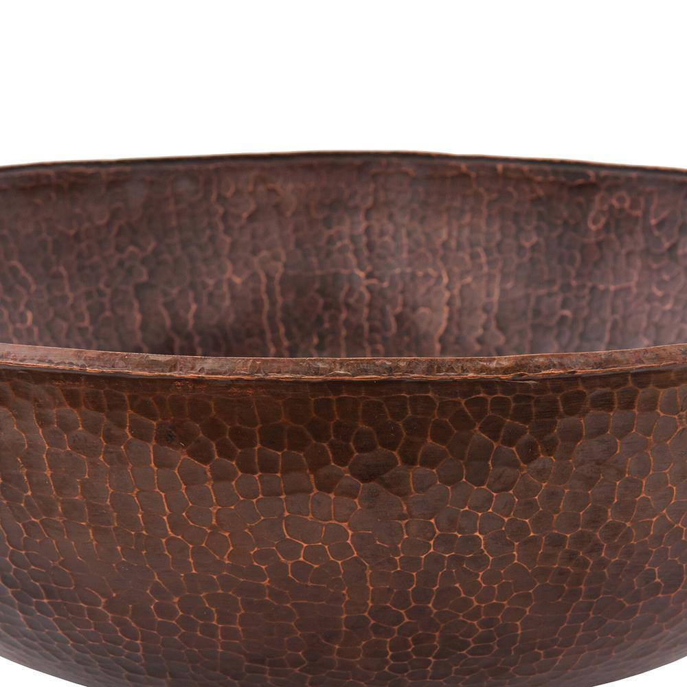 Premier Copper Products Large Round Hammered Copper Vessel Sink in Oil Rubbed Bronze VR17BDB