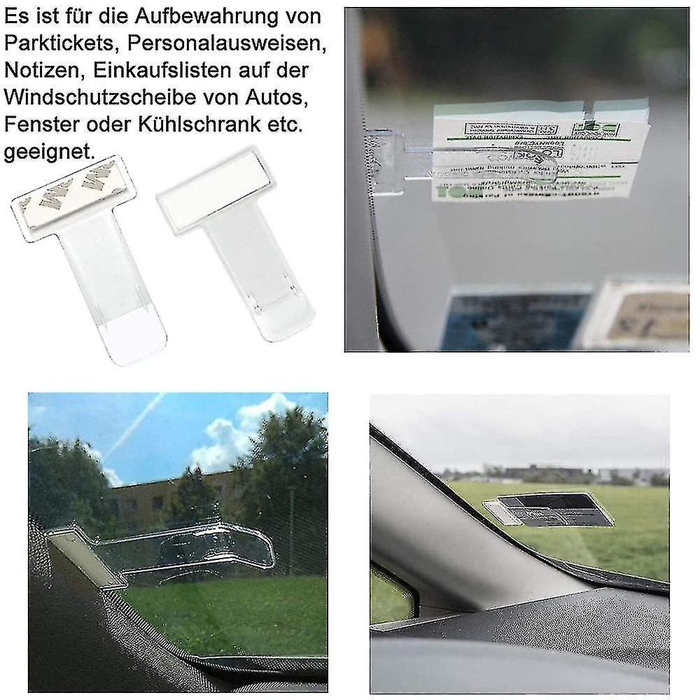 Parking Ticket Holders， 4 Pack Transparent Car Windshield Ticket Holders， Self Adhesive Tickets Clip