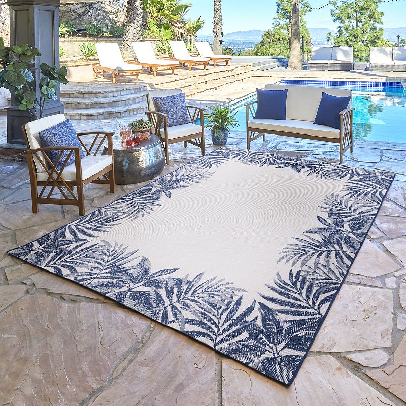 Gertmenian Avenue 33 Paseo Tropic Leaves Indoor/Outdoor Framed Rug