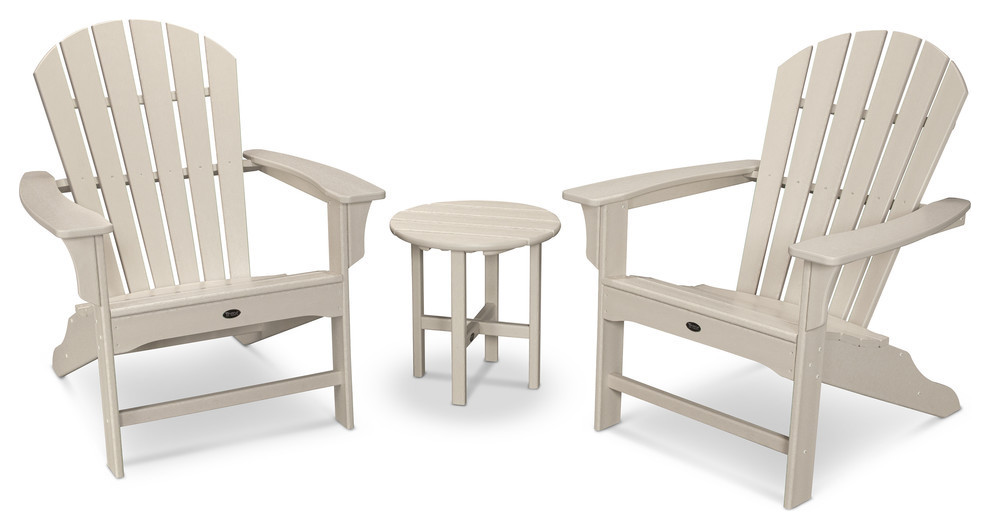 Cape Cod Shellback 3 Piece Adirondack Set   Beach Style   Outdoor Lounge Sets   by POLYWOOD  Houzz