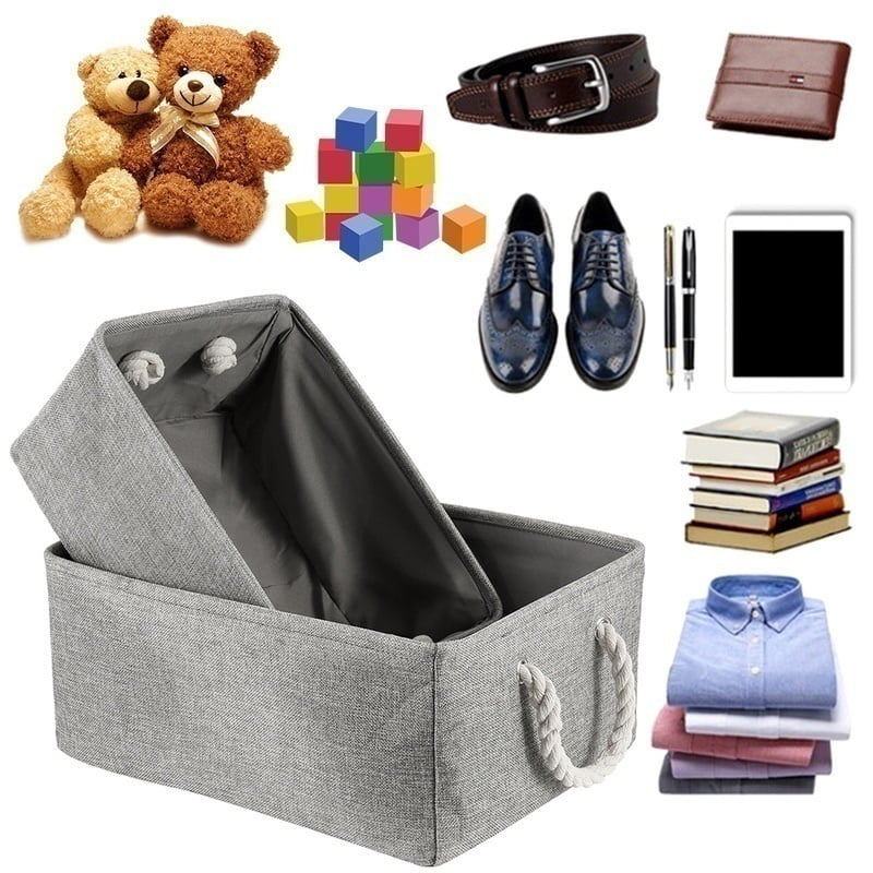 HOTBEST 3 Size S/M/L Storage Bin Basket Box Linen Fabric Organizer Drawer Container Household Storage Boxes with Carrying Handles for Toy,Books,Clothes