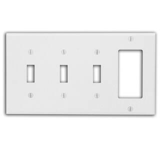 Leviton White 4-Gang 3-Toggle1-DecoratorRocker Wall Plate (1-Pack) 002-0P326-00W