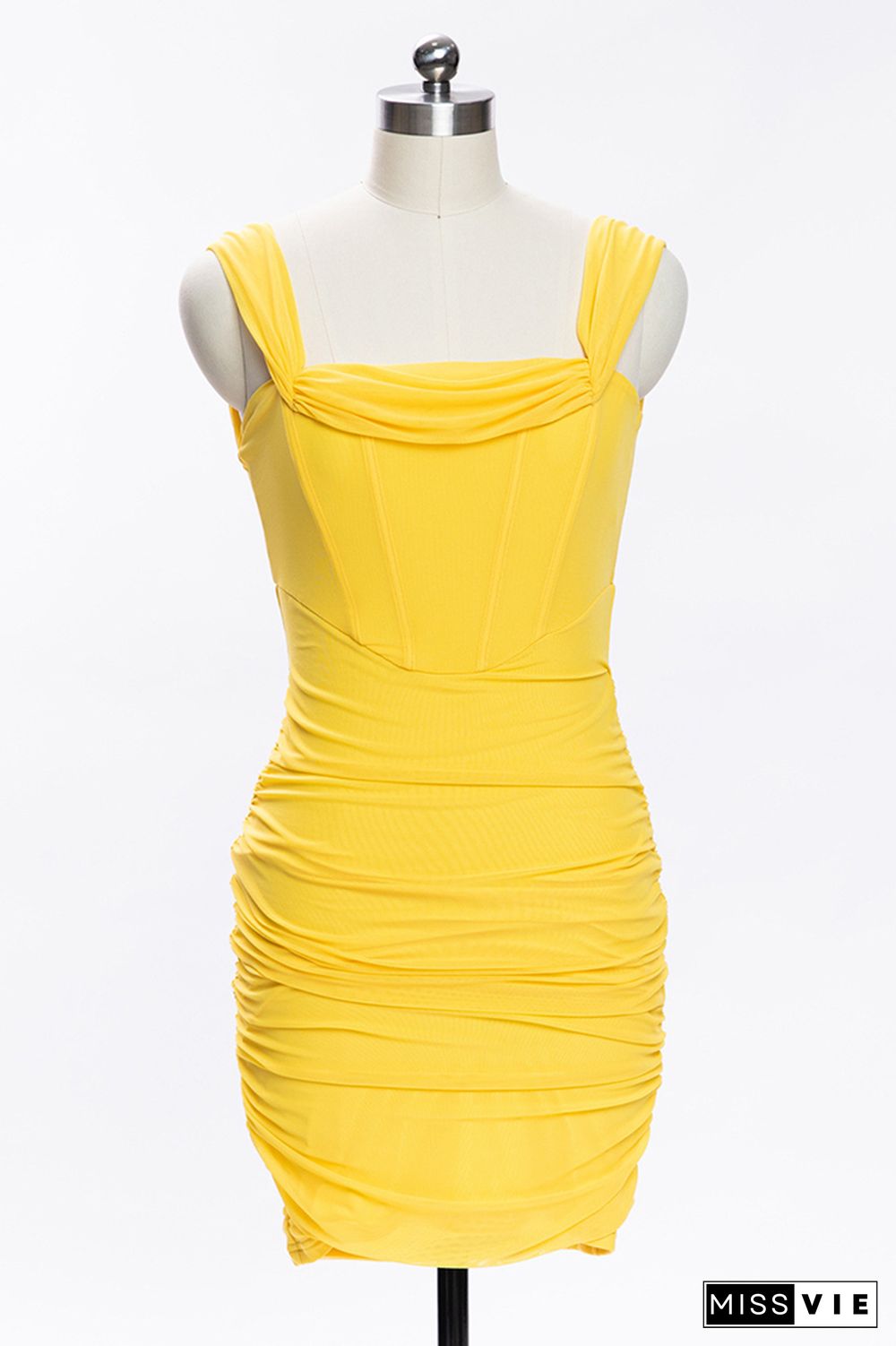 Yellow Off Shoulder Bodycon Sexy Dress Wholesale