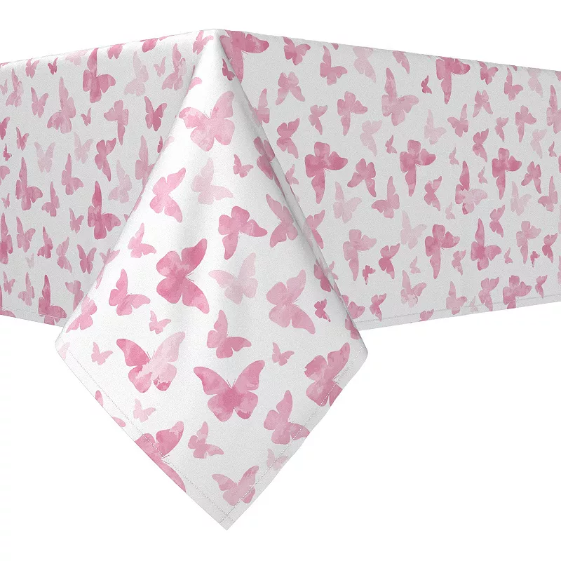 Square Tablecloth， 100% Polyester， 54x54， Watercolor Pink Butterflies