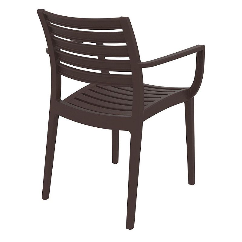 33 Brown Stackable Outdoor Patio Dining Arm Chair