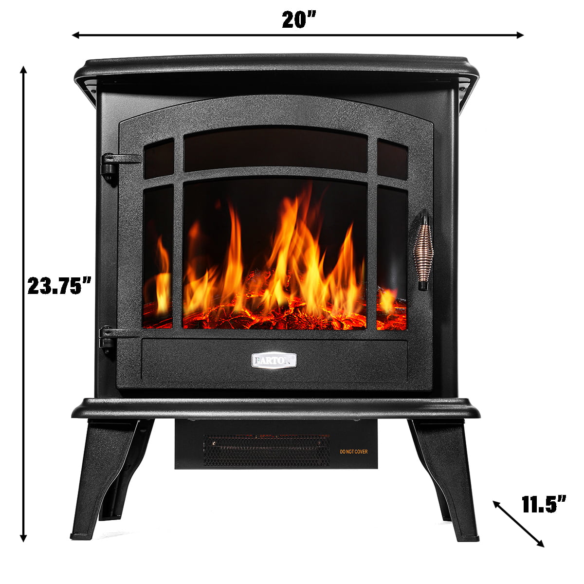 Barton Electric Fireplace Heater for inside home/portable 1500W 20" 3 - Black