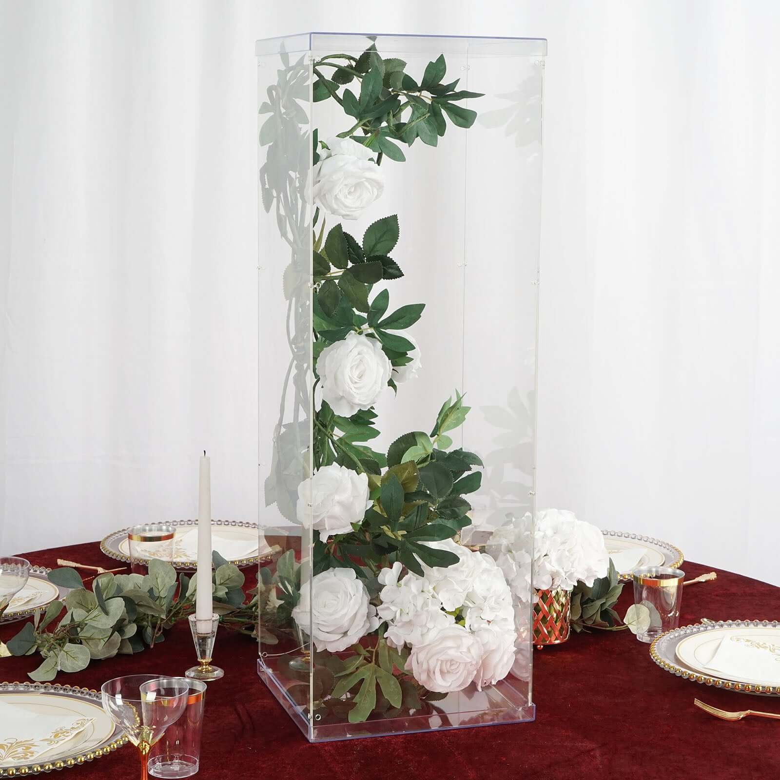 Clear Acrylic Pedestal Riser, Transparent Display Box with Interchangeable Lid and Base 32