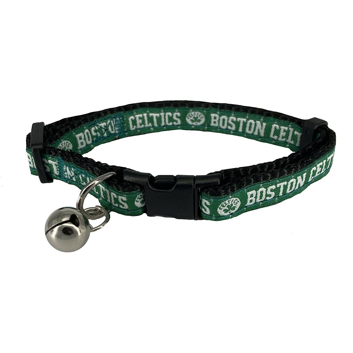 Pets First Plastic， Metal， Nylon and Polyester Sport Boston Celtics NBA Fashion Cat Collar， Black， S