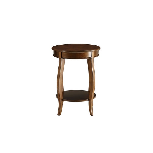 Aberta Side Table with Solid Wood Round Leg Table and Shelf