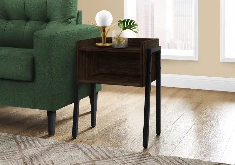 Contemporary Espresso and Black End Table - Mavis