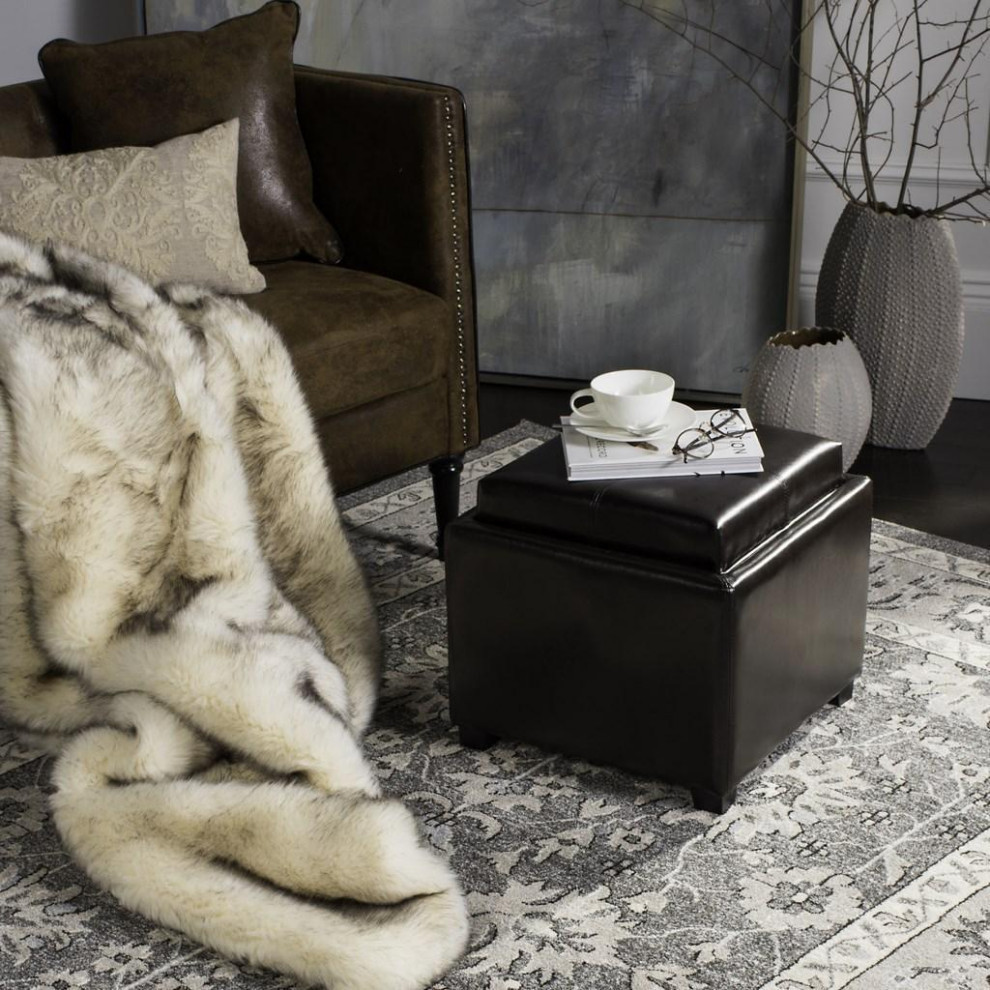 Sara Single Tray Otttoman Brown/Black   Transitional   Footstools And Ottomans   by Rustic Home Furniture Deco  Houzz