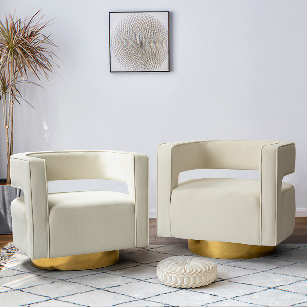 Velvet Swivel Armchair Set of 2   Contemporary   Armchairs And Accent Chairs   by Karat Home  Houzz