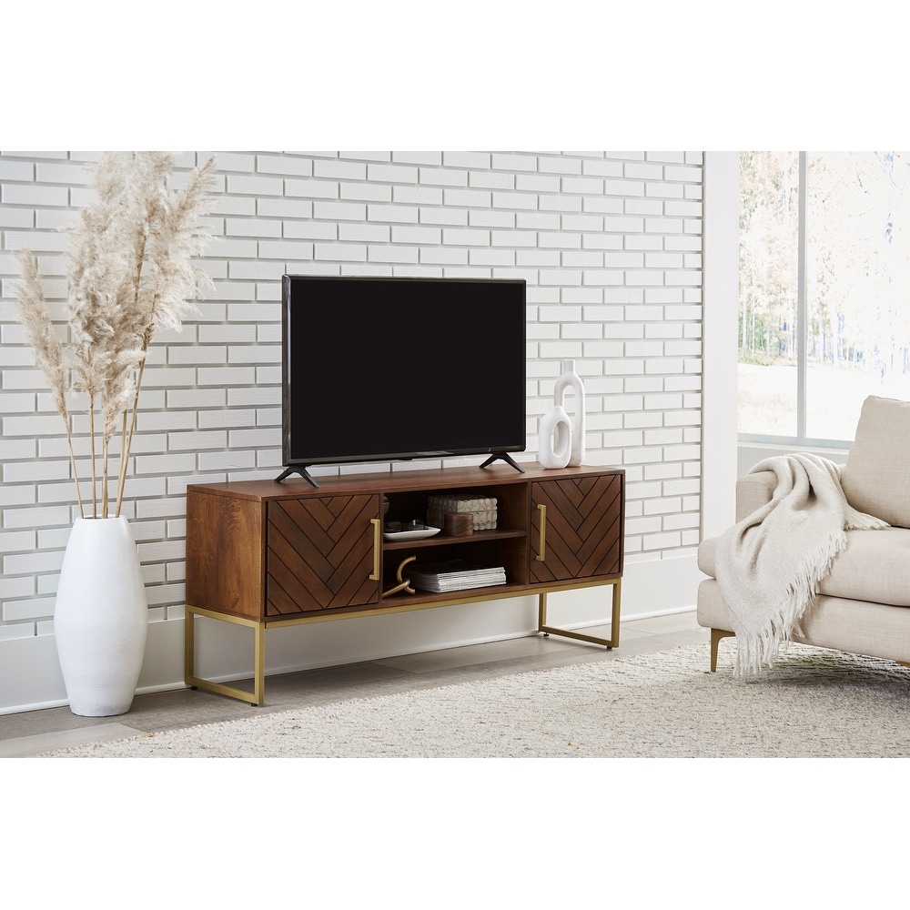 San Marino Fruitwood Solid Wood 59 Inch TV Stand with Storage   59\