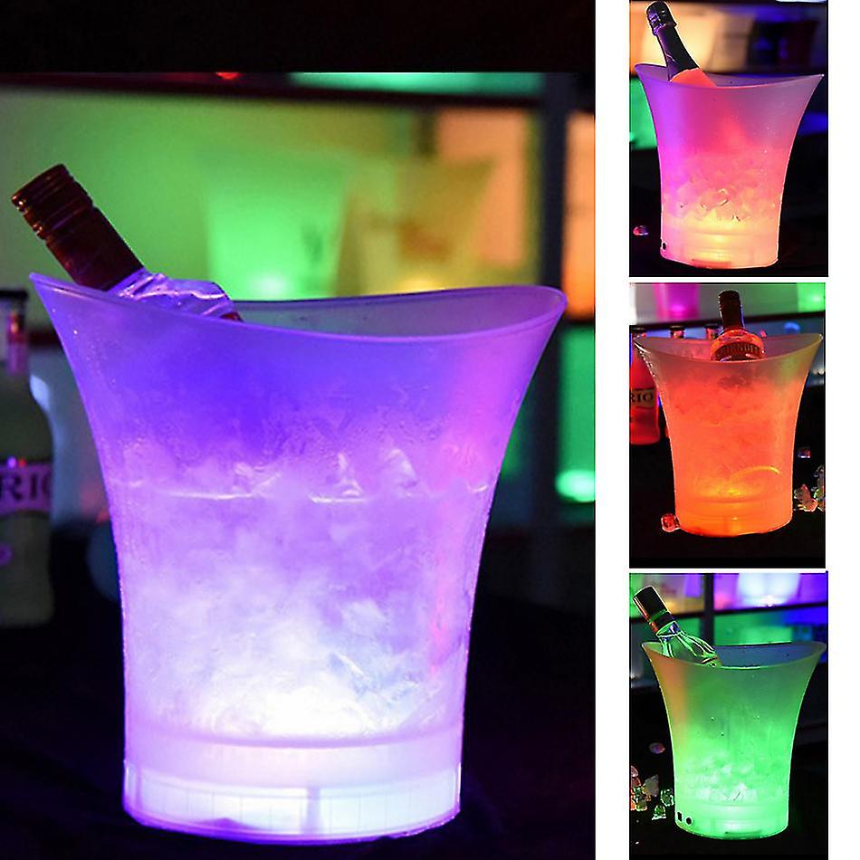 5l Led Color Changing Ice Bucket Champagne Wine Drinks Cooler Bucket