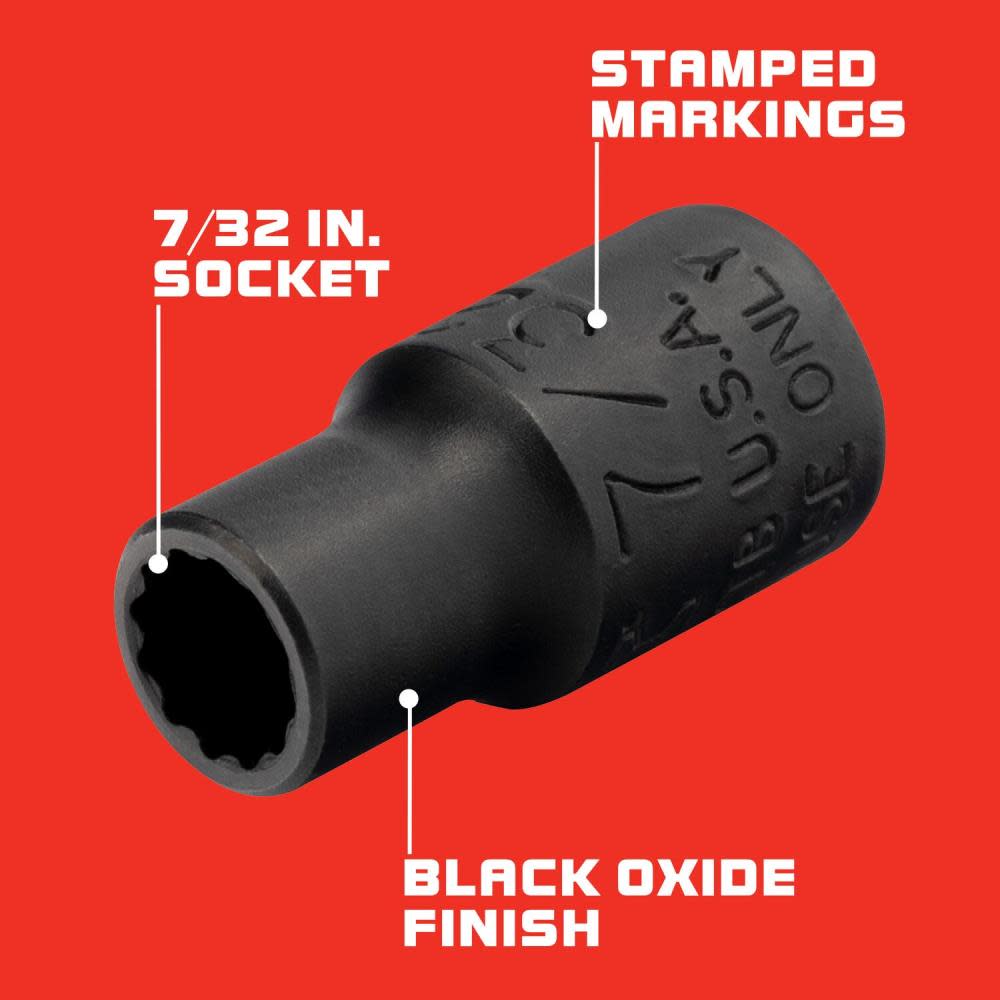 1/4 Drive Black Oxide Socket 7/32 ; 12 Point